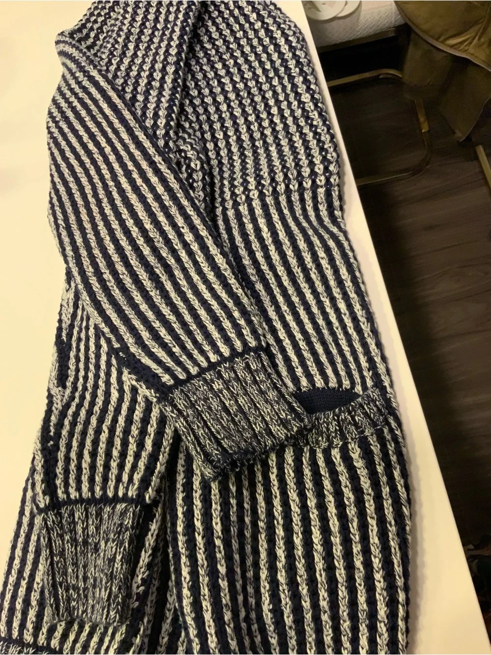 GAP Navy and White Teddy Toggle Cardigan Jacket